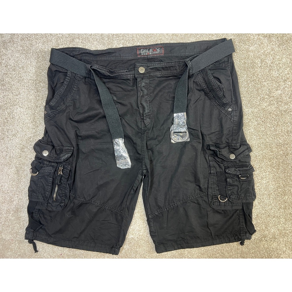 NWT‎ Galaxy By Havric Men's Black Cargo Shorts with Belt Size 46 MSRP $78